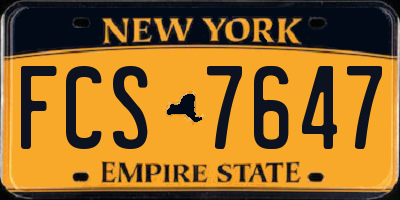 NY license plate FCS7647