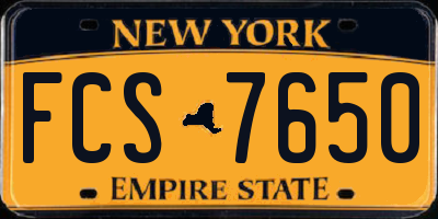 NY license plate FCS7650