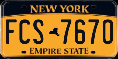 NY license plate FCS7670