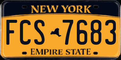 NY license plate FCS7683