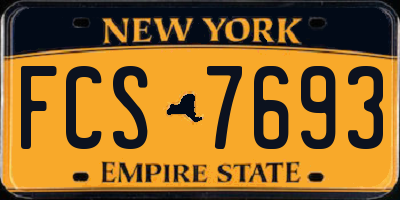 NY license plate FCS7693