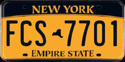 NY license plate FCS7701