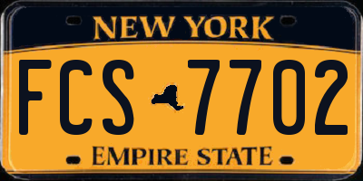 NY license plate FCS7702