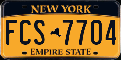 NY license plate FCS7704