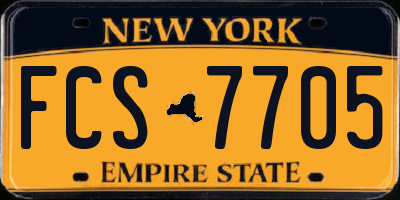 NY license plate FCS7705