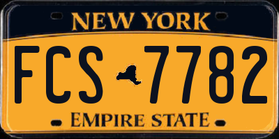NY license plate FCS7782