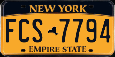 NY license plate FCS7794