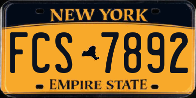 NY license plate FCS7892