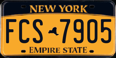 NY license plate FCS7905