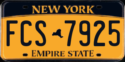 NY license plate FCS7925