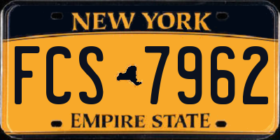 NY license plate FCS7962