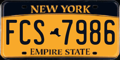 NY license plate FCS7986