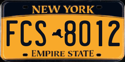NY license plate FCS8012