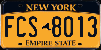NY license plate FCS8013