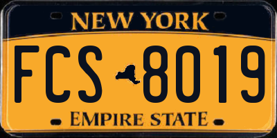 NY license plate FCS8019