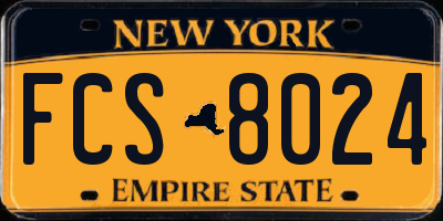 NY license plate FCS8024