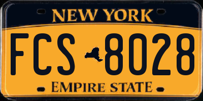 NY license plate FCS8028