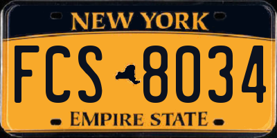 NY license plate FCS8034