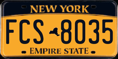 NY license plate FCS8035