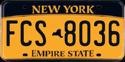 NY license plate FCS8036