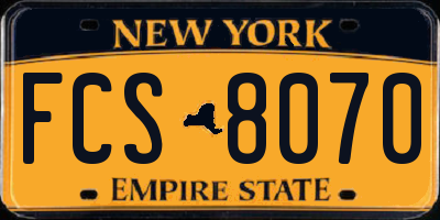 NY license plate FCS8070