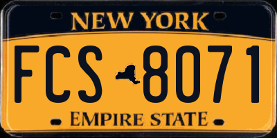 NY license plate FCS8071