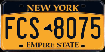 NY license plate FCS8075