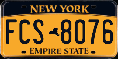 NY license plate FCS8076
