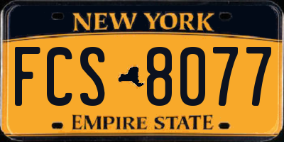 NY license plate FCS8077