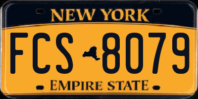 NY license plate FCS8079