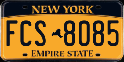 NY license plate FCS8085