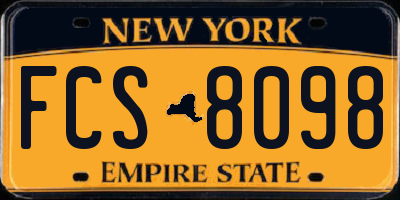 NY license plate FCS8098