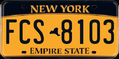 NY license plate FCS8103