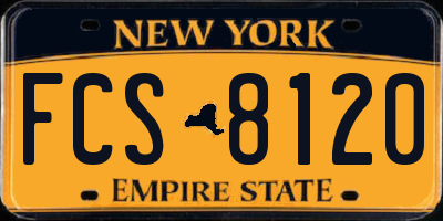 NY license plate FCS8120