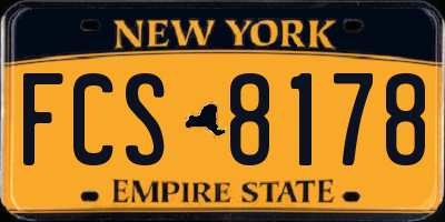 NY license plate FCS8178
