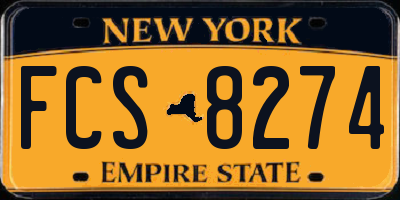 NY license plate FCS8274