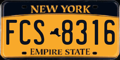 NY license plate FCS8316