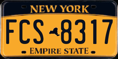 NY license plate FCS8317