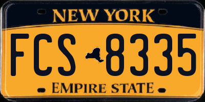 NY license plate FCS8335