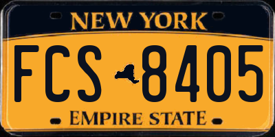 NY license plate FCS8405