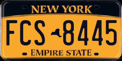 NY license plate FCS8445
