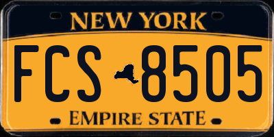 NY license plate FCS8505