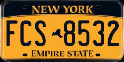 NY license plate FCS8532