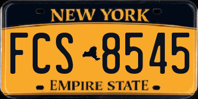 NY license plate FCS8545