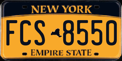 NY license plate FCS8550