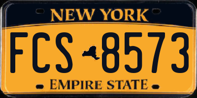 NY license plate FCS8573