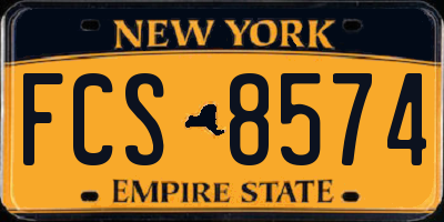 NY license plate FCS8574