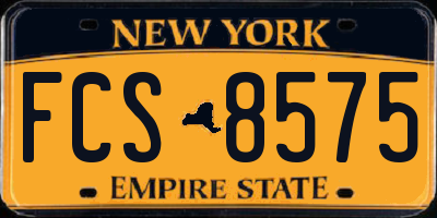 NY license plate FCS8575
