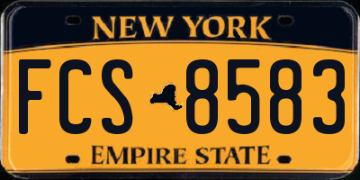 NY license plate FCS8583