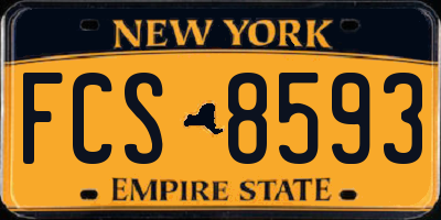 NY license plate FCS8593